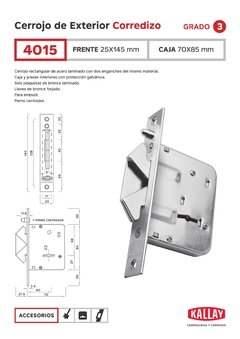 CERROJO DE SEGURIDAD CORREDIZO KALLAY 4015