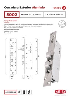 CERRADURA DE SEGURIDAD ANGOSTA CORREDIZA KALLAY 5002 en internet