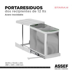 Portaresiduos 2 Recipientes de 12Lts | Linea Premium - comprar online