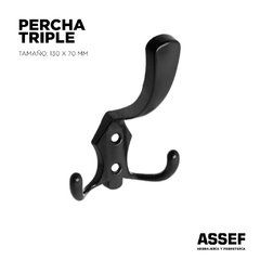 Percha Triple | Negro - HERRAJES ASSEF