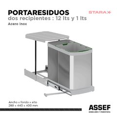 Portaresiduos 2 Recipientes ( 12Lts + 1 Lts) | Linea Premium - comprar online