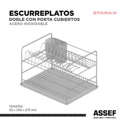 Escurreplatos Doble Con Portacubiertos | Linea PREMIUM - comprar online