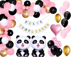 Combo Decoracion Cumpleaños Oso Panda Arco Globos
