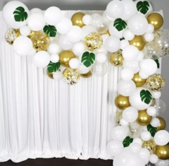 Arco Globos Decorativo Hojas Blanco Dorado Confetti Cumple - comprar online