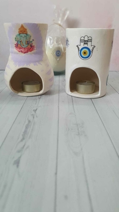 Hornitos de ceramica decoupage - chimenea  de las hadas