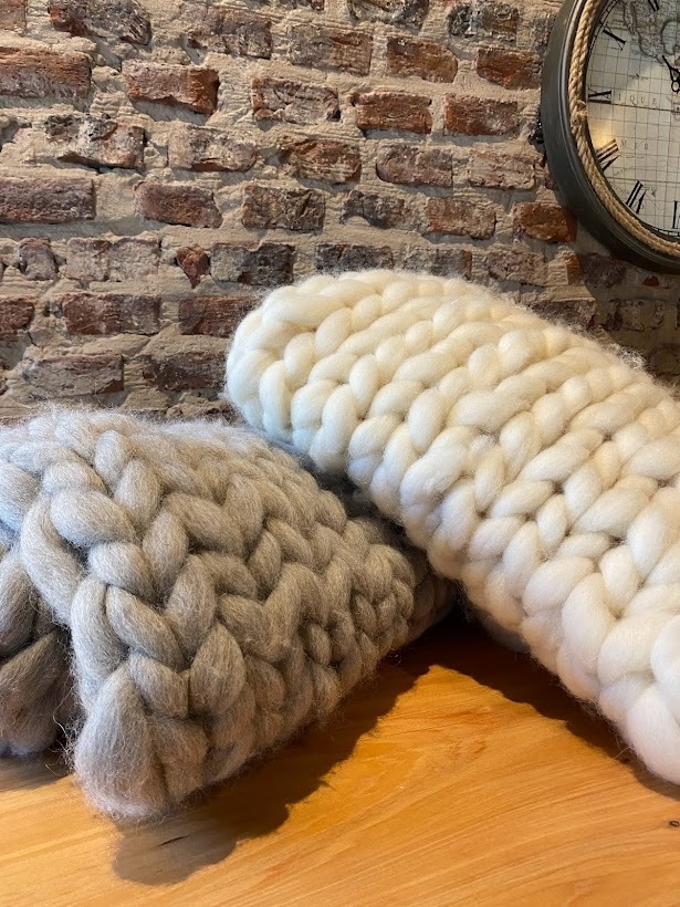 Mantas Nordicas pura lana merino gris / M: 1.30 mts x 60 cm aprox