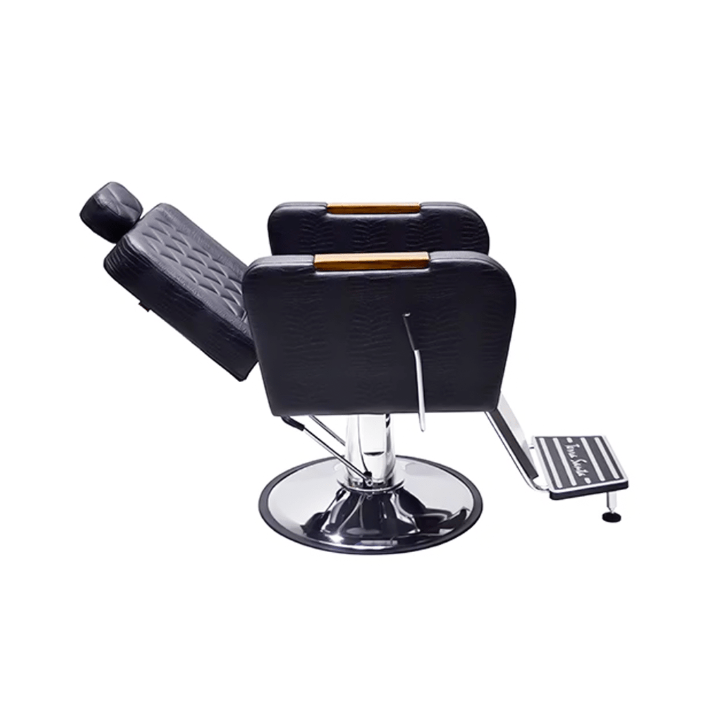Cadeira De Barbeiro Reclinável Harley Profissional Dompel Cor Preto/Branco