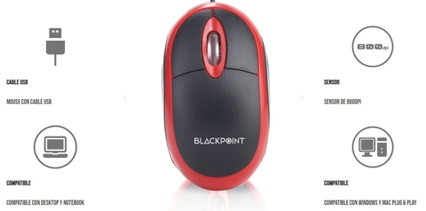 Mouse con cable Black Point A12