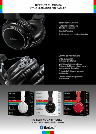 Auriculares Fit Color Bluetooth Noga NG-55BT - comprar online