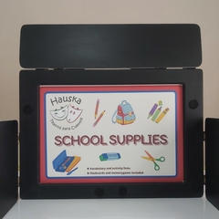 A4 "School supplies" Material didáctico en inglés Tamaño A4