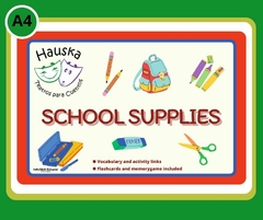 A4 "School supplies" Material didáctico en inglés Tamaño A4