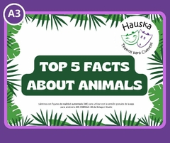 A3 "TOP 5 FACTS ABOUT ANIMALS" Material didáctico en inglés Tamaño A3