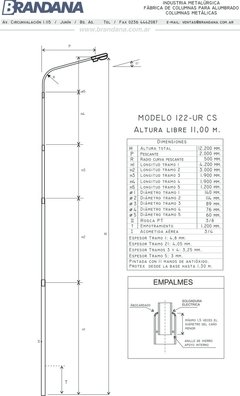 Columna con curva 11 m en internet