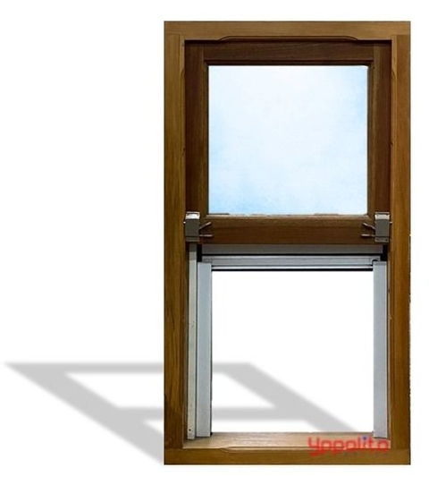 VENTANA DE MADERA CON POSTIGO 100X100CM