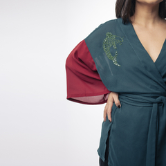 KIMONO KOI CURTO - VERDE E VINHO ( TAMANHO ÚNICO) - loja online