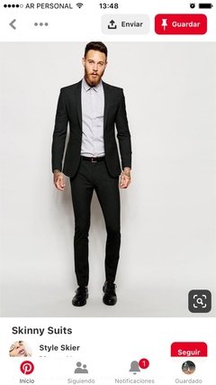 Traje Entallado Slim Fit Negro Con Pantalon Chupin - comprar online