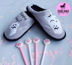 Pantufla gris peluche Talle 40