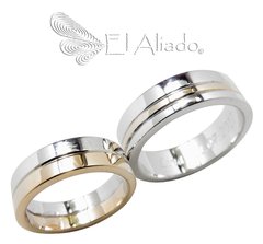 1055. Argollas de matrimonio en Oro Blanco y Rosado 18k.