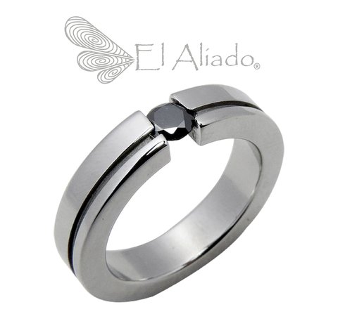 Titanium Tension Set Diamond Rings