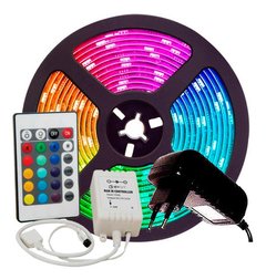 FITA LED RGB PROVA D AGUA 5M RGB 5050 +CONTROLE +FONTE na internet