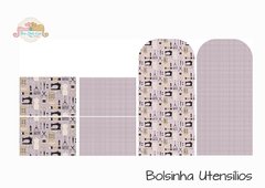 Bolsinha lilás porta utensílios de costura para bolsa - Kit de tecidos - Exclusividade two Little Cats - Faça você mesma