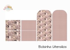 Bolsinha rosa antigo porta utensílios de costura para bolsa - Kit de tecidos - Exclusividade two Little Cats - Faça você mesma