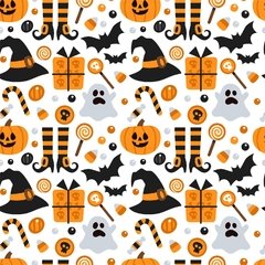 Tecido digital halloween fundo branco 1 x 1.5 m