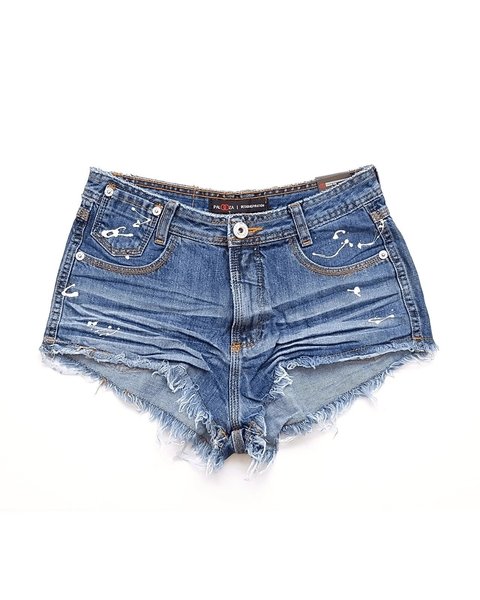 Short Jeans Feminino Mom - Detalhe Laranja na Lateral