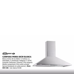 Campana Spar Prima Pirámide Blanca 60cm (5941-406) - 510 m3/h - Doble Turbina - comprar online