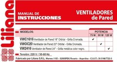 Ventilador de Pared Liliana 20" VWC2016 -Orbital -Cromado- 3 Velocidades - 90W - Control Remoto - comprar online