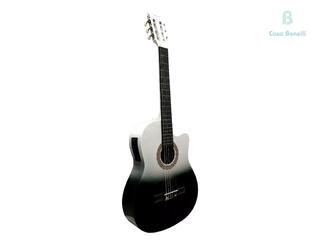 AC-001L BK Y WH Sunset Guitarra Electro Criolla con Corte Color Negra y Blanca