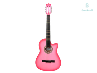 AC-001L PINK Sunset Guitarra Electro Criolla con Corte Color Rosa