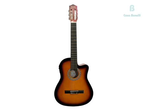 AC-001L SUNBURST Sunset Guitarra Electro Criolla con Corte Color Marrón Esfumada