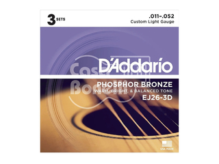 EJ26-3D Daddario 011 Cuerdas para Guitarra Acústica