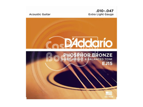 EJ-15 Daddario 0.10 Cuerdas para Guitarra Acústica