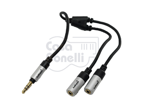 AIQYA-3535 Audiopipe Cable Adaptador 20 Cms Mini Plug Stereo & 2 Hembras Mini Plug Stereo