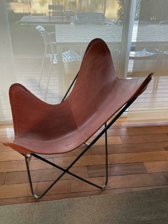 Sillón BKF con funda de cuero vacuno vaqueta - El Grito - BKF Artesanal