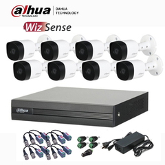 Kit HD 8 DAHUA WIZ SENSE inteligencia artificial - 8 CANALES DVR + 8 CÁMARAS EXTERIOR 1080p hd + ACCESORIOS