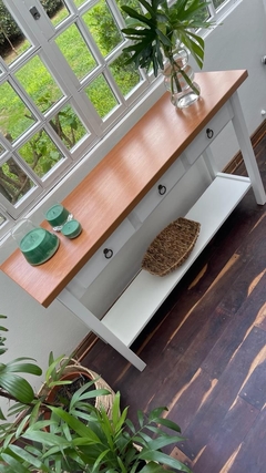 Mesa arrime blanca cedro con estante 1,28 cm - comprar online