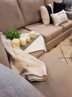 Sofa Rinconero redondo tapizado en panne antimancha - Jaspe Deco