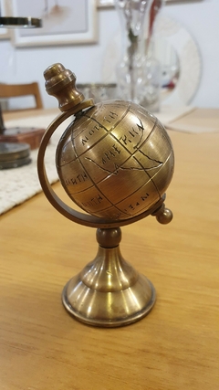 Globo Terraqueo con Soporte Antiguo Bronce y Madera