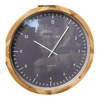 Reloj Pared en Madera Natural Fondo Gris con Vidrio 45 cm
