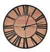 Reloj Pared Grande Madera Borde Hierro 60 Cm Número Romanos