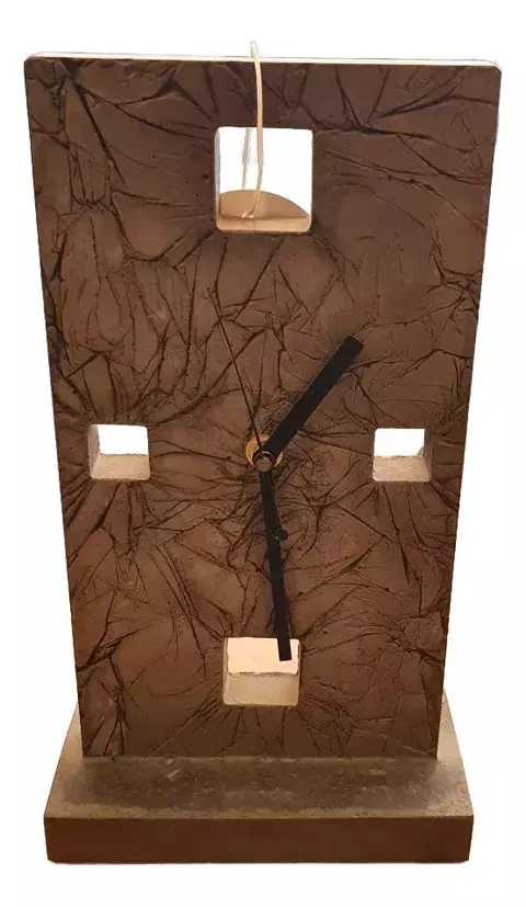 Reloj Mesa Cemento Centro Rectangular Sin Núm Deco 30 Cm