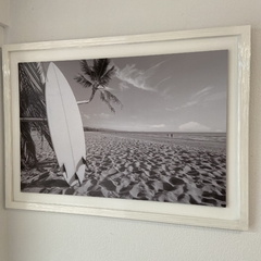 Cuadro marco blanco tabla de surf blanco y negro en internet