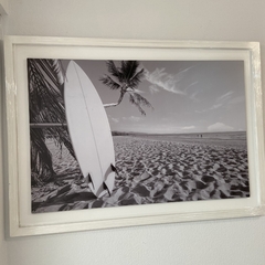 Cuadro marco blanco tabla de surf blanco y negro - comprar online