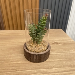 Plantin Artificial Maceta Vidrio - Jaspe Deco