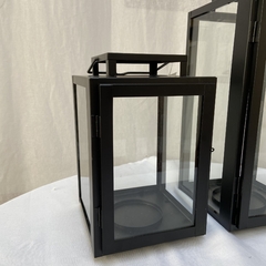 Fanal De Metal y Vidrio Con Asa Color Negro Set x2 - comprar online