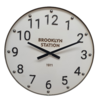 Reloj De Pared Madera Blanco Borde Metal Gris 60 Cm Brooklyn