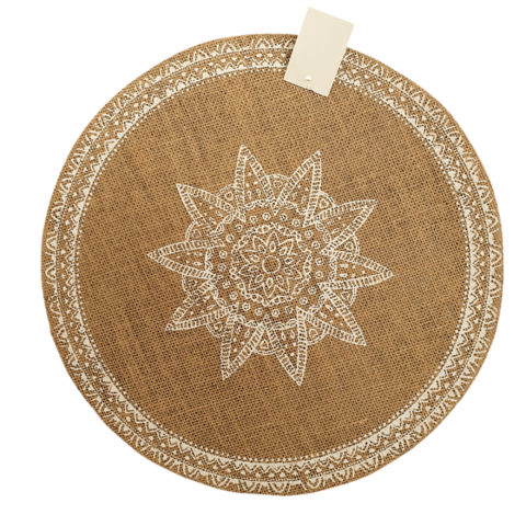 Individual Mesa Redondo Yute Mantel Mandala Fino 38 Cm Deco